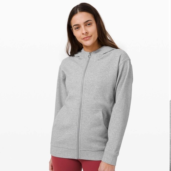 Lululemon All Yours Zip Hood Jacket Bubble Dot Heathered Core Light GreyWhite 4 - Picture 1 of 12